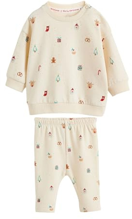 NEXT Baby Baby Jogginghose und Sweatshirt im Weihnachtsset Creme numeric_56