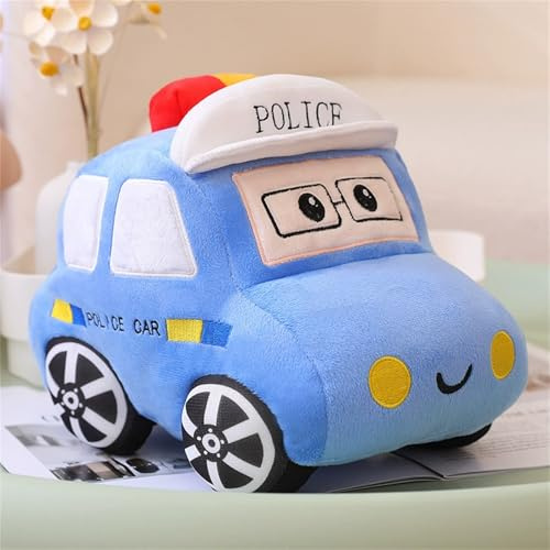 Cartoon Auto Plüschtier,30cm Simulation Auto Spielzeug Cartoon Plüsch Kissen, Ausgezeichnete Geschenke für Kinder Geburtstag Weihnachtsfeier (Polizeiauto)