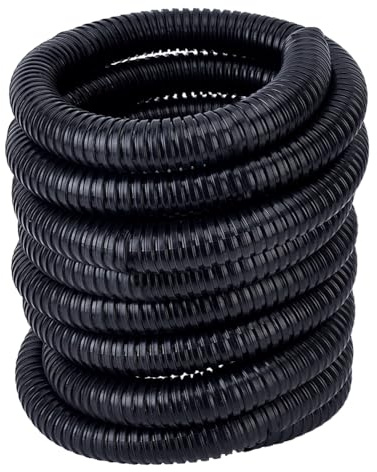 MAYJOYDIY 25mm Black Metal Conduit Pipe PVC Galvanized Steel Metal Conduit Pipe Flexible Wire Loom Tubing for Automotive Home Office and Industrial Wiring & Cable Protection, 5m