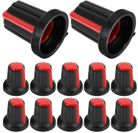 ULTECHNOVO 20pcs Plastic Potentiometer Knob Cap for Dj Mixer and Speakers, Red Rotary Volume Tone Control Knobs, Easy to Install and Sturdy Dj Equipment Maintenance Accessory