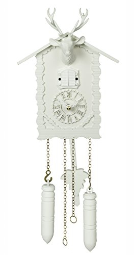 Trenkle Quarz Kuckucksuhr mit Musik und Hirschkopf, weiß TU 360/20 QM Weiss