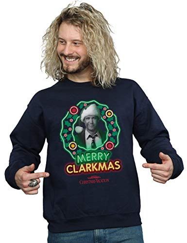 National Lampoon's Christmas Vacation Men's Greyscale Clarkmas Sweatshirt XXX-Large Navy Blue
