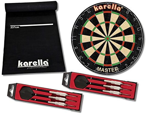 Karella Dart Starter-Set mit Dartboard, Dartmatte ECO-Star und 2 Dartpfeilsätzen ST-1