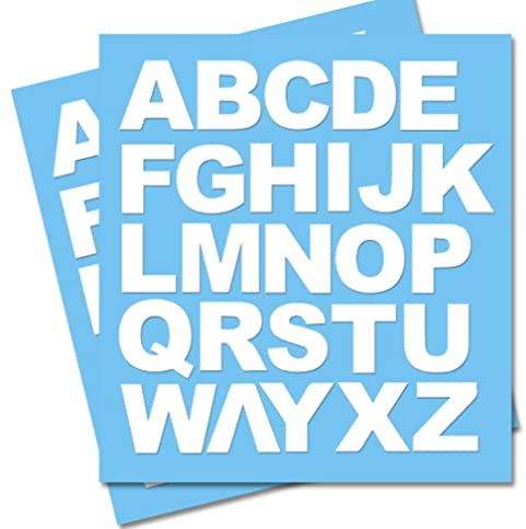 2 x Set of Big White Letters Full Alphabet - Removable Self Adhesive Waterproof Durable Vinyl Stickers - Digitally Cut to the sticker Shape - size 50mm