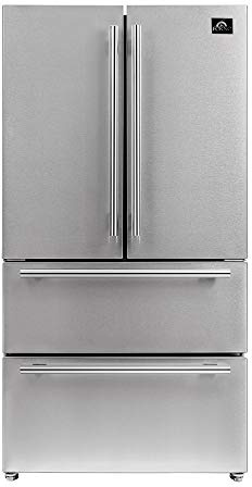 Forno Moena 36 Inch W. Refrigerator and Freezer with 19.2 cu.ft Total Capacity - French Door Counter Stainless Steel Freestanding Fridge with Ice Maker, Child Safety Lock and Touch Control