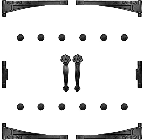 Dekorative magnetische Garagentor-Beschläge (8 Sets mit 12 Schlüsseln, schwarz)