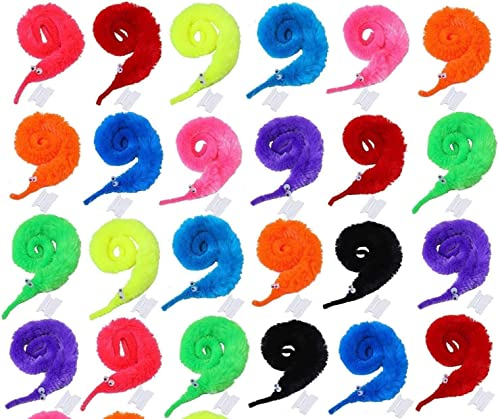 PIQIUQIU 24 Stück Magische Raupe,Magie Plüsch Twisty Wurm Wiggle Bewegen, Spielzeug für Kinder und Katze (Farbe zufällig)