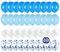GUO-YING 60 Stück Luftballons Blau Weiss, 6t Konfetti Blau für Hochzeit Geburstagsdeko Babyparty Junge Dekoration Valentinstag (Blau)