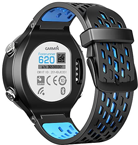 Feysentoe Armband Kompatibel für Garmin forerunner 630/620/235/220/230/735XT/Approach S6 Estrazarmband Uhrenarmband(Schwarz Blau)