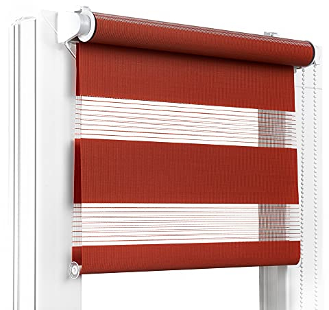 Fenster DEKOR - Rollos für Fenster Kastanie - Klemmfix Rollo ohne Bohren 120 x 40 cm - Doppelrollo mit einer breiten Auswahl an Größen und Farben - Blickdichte Rollos, einfach zu montieren