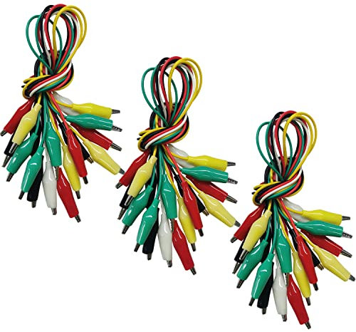 Lot de 30 pinces crocodiles électroniques pour sondes de test et fils avec 5 couleurs, pinces crocodiles électriques avec fils de test soudés et estampage pour bricolage