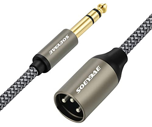 SOEYBAE 6.35mm (1/4 Inch) TRS Male to XLR Male 15M/50FT,Nylon Braid Balanced Interconnect Cord Patch Cable,for microphones, mixers, power amps