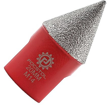 FOCSTOL Brocas Chaflán Biselado Diamante - 20mm Fresa Diamante para Porcelánico Cerámica Mármol Granito M14 Rosca