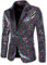 liaddkv Herren Pailletten Sakko, Bunt, Männer Anzug Mantel Langarm, Regular Fit Hausanzug Freizeitanzug Anzugjacke für Hochzeit, Party, Festlich