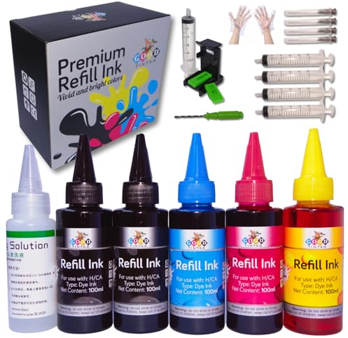 GOODTINTAS Nachfüllset für Tintenpatronen HP 307XL 305XL 304XL 303XL 302XL 301XL 300 301 302 302 303 304 305 21 22 62 inkl. Zubehör + 50 ml Reinigerköpfe