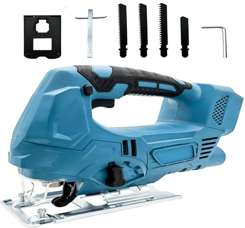 Cordless Jig Saw, Brushless Battery Jigsaw, Electric Saw Tool Compatible with Makita 18V Battery, Powerful Copper Motor, Portable Jig Saw with LED for Wood and Metal Cutting(Body Only)