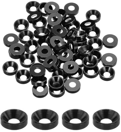 sourcing map M5 Cone Cup Countersunk Washers,Anodized Aluminum Gaskets Cup Head Washer Gasket for Screw RC/FPV/PC/Drone/Mechanical Accessories Model Parts, Pack of 60 (Black)