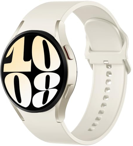 Mastten Kompatibel mit Samsung Galaxy Watch 7 6 5 4 FE Armband 40mm 44mm, Weiches Silikon Ersatz Armband für Galaxy Watch 6 Classic / 4 Classic / 5 Pro, Sport Band für Damen Herren, Cream