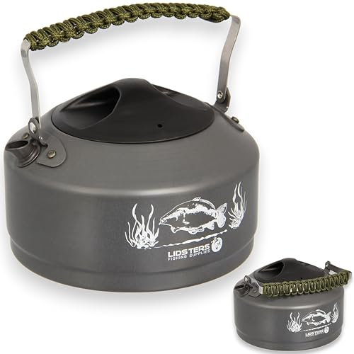 Lidsters Angling Kettle 1.1 Litre Carp Fishing Camping Paracord wrapped handle (Green Paracord Handle)
