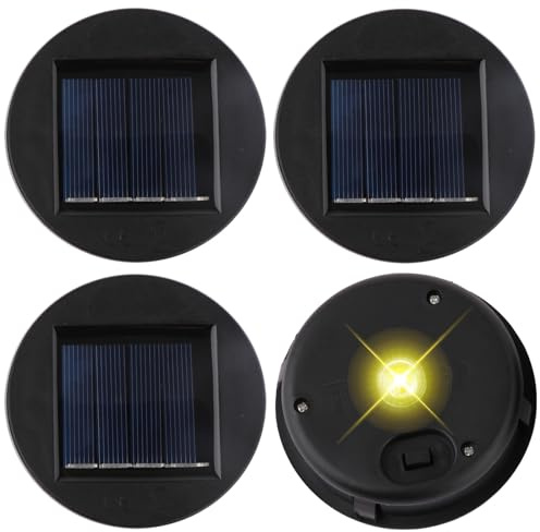 Solarleuchten Ersatzteile, 4 Stück Solar Ersatzdeckel 8cm, IP55 Wasserdicht Solarleuchten Ersatz Top mit Heller LED, Solarleuchten Solarpanel Ersatzteil für Solarlaterne, Solar Gartenleuchten & DIY