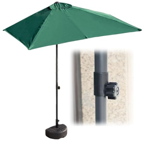 DSKJHI 170 bis 255 cm Höhenverstellbarer Sonnenschirm Halb Rechteckig für die Wand Balkonschirm Terrassenschirm, Wasserfestes Polyester, 5 Rippen, 5 Farben (Farbe : Grün)