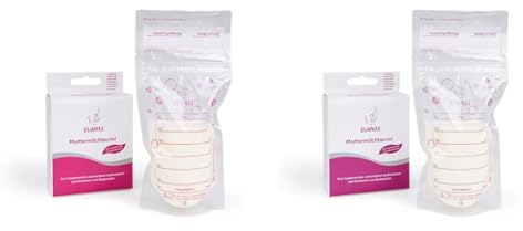 ELANEE Muttermilchbeutel, aufbewahren & einfrieren von Muttermilch, geschmacksneutral und vorsterilisiert, doppelter Sicherheitsverschluss,20 Stück, mit Standfuß (711-00) (Packung mit 2)