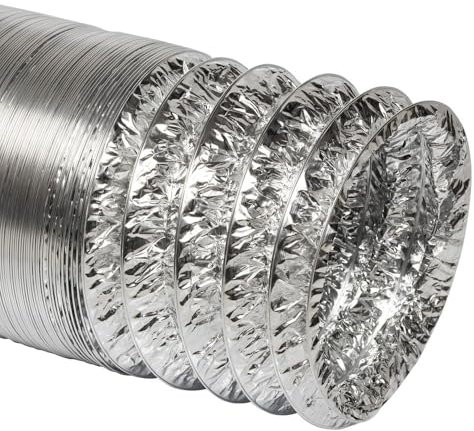 Tubo flexible de aluminio sin aislar 10m para ventilación, climatización, extractor cocina, salida de humos campana extractora.