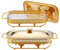 Chafing Dish Buffet-Set Edelstahl Oval Gold Chafing Dish Buffet-Set 1,5 L x 2er-Pack Warmhalteplatte mit Brennstoffhalter Rechteckige Speisenwärmschale, für Partys, Hochzeiten, Bankette im F