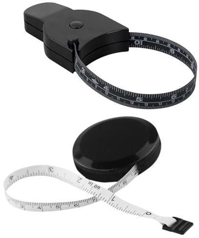 2er Set Maßband Körper – 150cm Schwarz Retractable & Massband Körper – Präzises Körpermaßband für Schneider, Fitness, Körperumfang & DIY