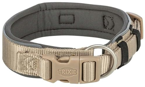 TRIXIE Premium Halsband, extra breit, M–L: 40–48 cm/40 mm, Sand/Grafit