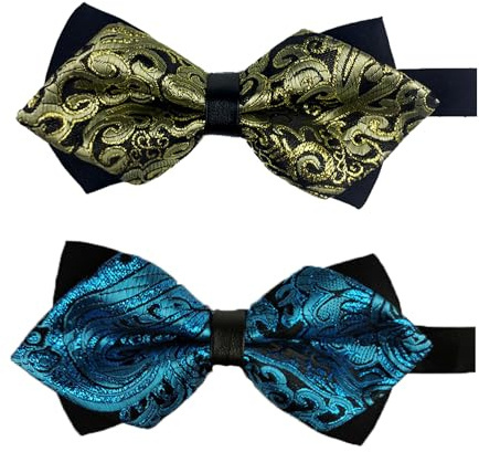 FOSDICK 2 Piezas Pajaritas Hombre, Pajarita Clásico Ajustable Preatada, Pajaritas Hombre Elegante con Gancho, Pajarita para Hombres, para Bodas, Fiestas de Lujo, Business Fiesta