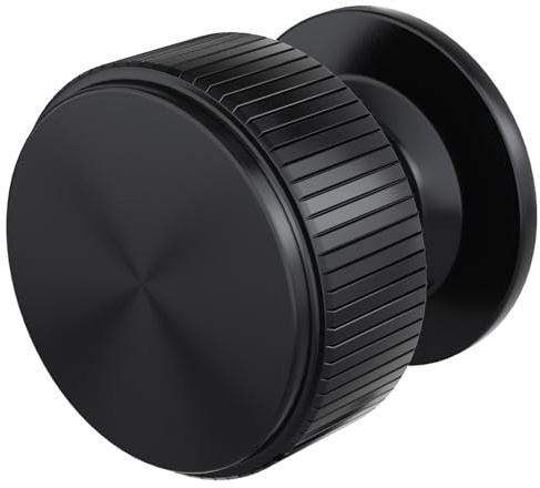FURNIWARE 10 Stück Möbelknöpfe Matt Schwarz, Küchenknöpfe Knauf 32mm, Schubladenknöpfe Modern, Schrankknöpfe Türknauf Rund, Kommode Griffe mit Gerändelte Linienmuster für Schränke, Kleiderschrank