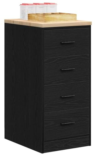 Tomostar Armoire de Rangement Garage, Établi Atelier Garage Armoire à Outils Basse avec Plan de Travail Noir 40x51x85 cm Bois de pin