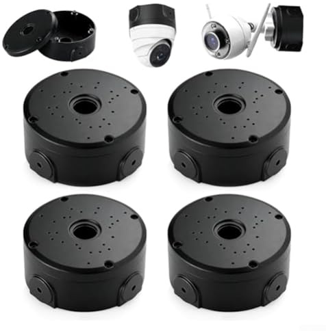 Zeroupshop 4 Pack Waterproof Dome Camera Junction Box IP66 Rated Outdoor Security Enclosure for Wall and Ceiling Installation, Compatible with Most Dome Surveillance Cameras(Black)