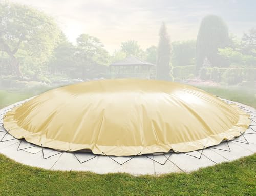 ANKO PLANEN AirDeluxe - Lona inflable para piscina redonda, 1360 g/m² (2 x 680 g/m²), cubierta de piscina redonda, impermeable y resistente a los rayos UV, color beis, diámetro interior de la piscina