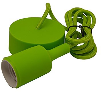 Vision-EL 75006 Suspension Douille Silicone E27-Vert, Résine, Vert, (L)-Câble 2M