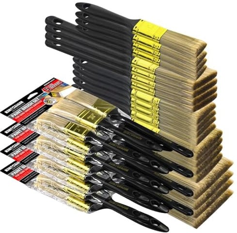 Kingorigin Paint Brushes, 20 PCS Paint Brush Set (3 2 1.5 1 Flat &1.5 Angled), Paint Brush for Walls, Ceilings, Furniture, Wood Trim