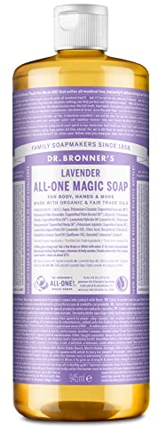 Dr Bronner's Lavender All-One Magic Soap, Made with Organic Oils, Used for Face, Body, Hair, Dishes, Mopping and Pets, Certified Fair Trade & Vegan Friendly, 945ml Recycled Bottle