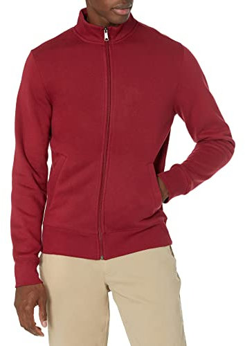 Amazon Essentials Felpa con Collo a Lupetto con Cerniera Integrale Uomo, Rosso, S