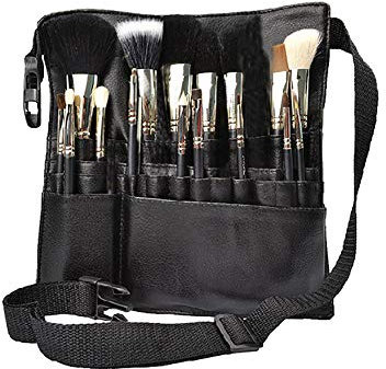 1pc Pu Cuir Pinceau De Maquillage Sac De Taille Portable Brosse Cosmétiques Porte-organisateur Avec Des Artistes De Ceinture Bracelet (dépliage)