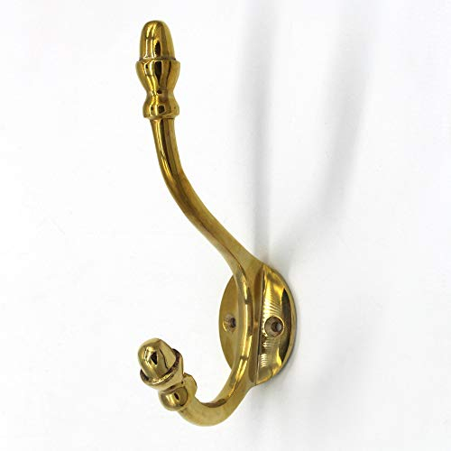 Kleiderhaken Garderobenhaken Wandhaken mit Schrauben, Messing poliert, vintage antik Haken