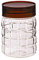 600ml PET Jar Round Food Storage Canisters With Brown Screw Top Lid Plastic Dry Food Storage Container Set Checked Clear Food Grade Air Tight Kitchen Storage BPA Free (600ml)
