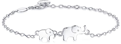 BlingGem Armband für Damen 925 Sterling Silber 2 Generationen Elefanten Armband für Mutter und Tochter Tierschmuck Geschenk für Damen Frauen