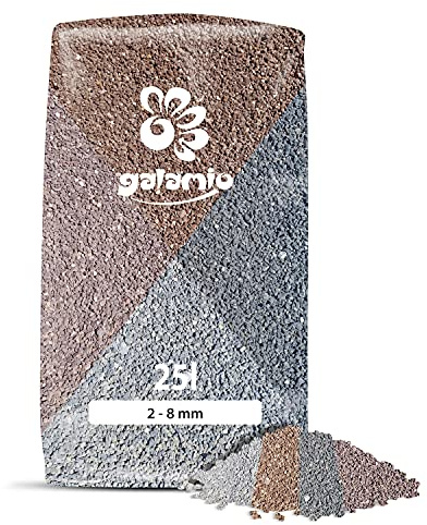 GALAMIO Lavamulch Lavadekor Eifel Vulkan Gestein Beet Abdeckung Garten Mulch Pflanz Granulat Substrat Dekor Fein 2-8mm 25kg x 12 Sack 300kg Palette