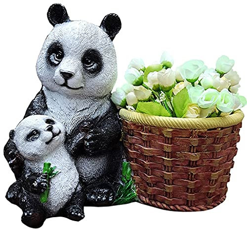 Garten Statuen Gartenskulptur In Form Eines Riesigen Pandas, Blumentopf Mit Kreativer Persönlichkeit, Outdoor-Tierrasendekoration (Color : Multi-Colored, Size : C)