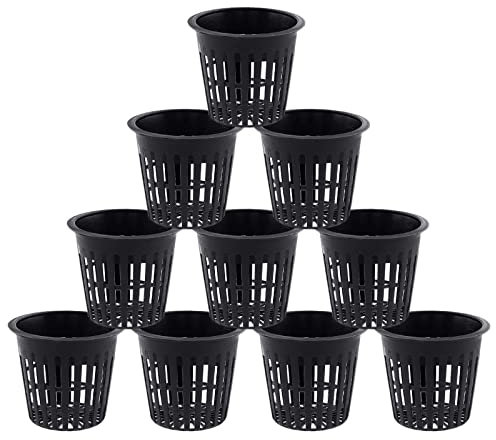 hifrom Net Pot für hydroponics, Hydrokultur-Netztöpfe, Pflanzen Mesh Topf Net, Töpfe Kunststoff Hydroponics Garden Net Cup, Hydroponik Anzuchttöpfe, Hydrokultur Topf (A:10 Schwarz)…