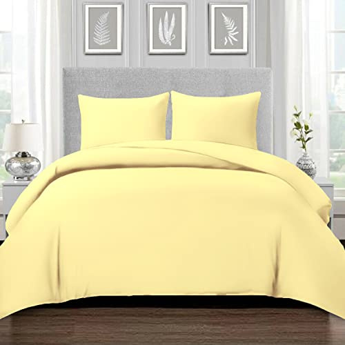 Pizuna 800 Fadenzahl aus Baumwolle Bettwäsche Mildes Gelb,100% Langstaple Baumwolle Bettbezug und Kissenbezug, 100% Baumwolle Mako Satin 3-Teilig Bettwäscheset 200x200 + 80x80 Mildes Gelb Mako Satin