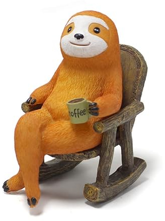 HYFAN Faultier-Statue, kleine Harzfigur, niedliche Wildtier-Skulptur, Garten, Outdoor, Zuhause, Büro, Schreibtischregal, Auto-Dekoration, kreatives Handwerk, Ornament, Geschenk (Orange)
