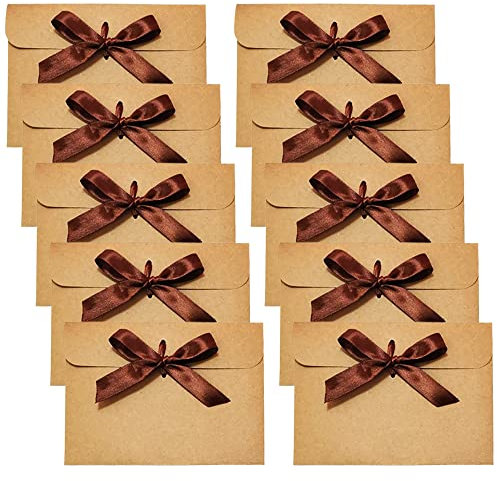 Gotetiso 30 Stück Kraftpapier Umschläge Retro Geschenkkarten Briefumschläge Weihnachten Retro Kraftpapier Vintage Kraftpapier Umschlag mit Bändern für Hochzeit Einladungen Grußkarten Festival Karten