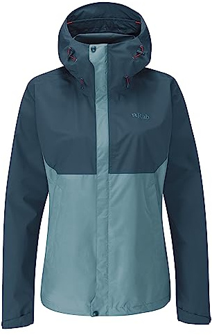 Rab Damen Downpour Eco Wasserdichte, atmungsaktive Jacke zum Wandern & Klettern, Orion Blue/Citadel, XS